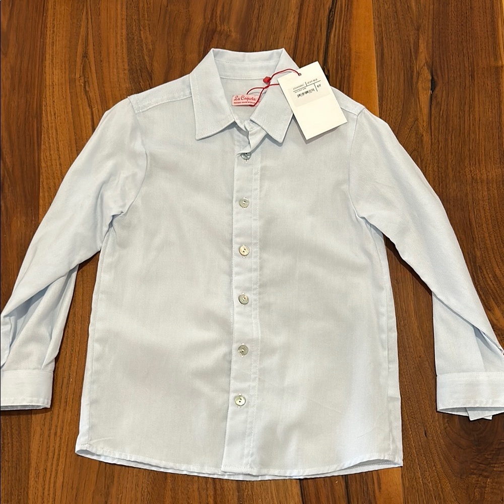 La Coqueta Nico Light Blue Boys Button Down Shirt NWT